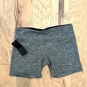 Grey, stretchy athletic shorts